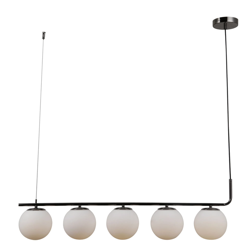 Pendente Bella Petit Poá Cromo Preto E Branco 98x15x28cm E27 Bolinha 25w Sq002b