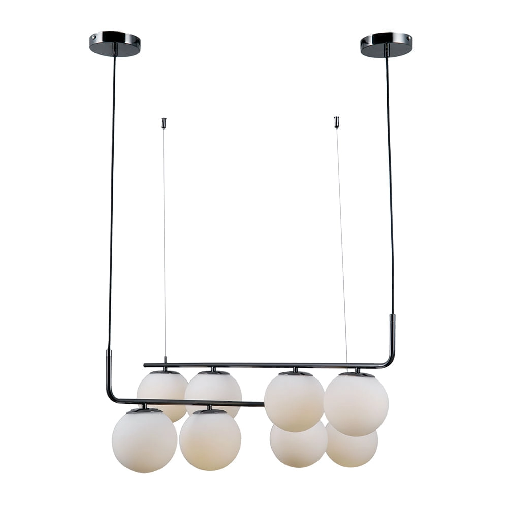 Pendente Bella  Petit Poá Cromo Preto E Branco 90x28cm E27 Bolinha 40w Sq003b