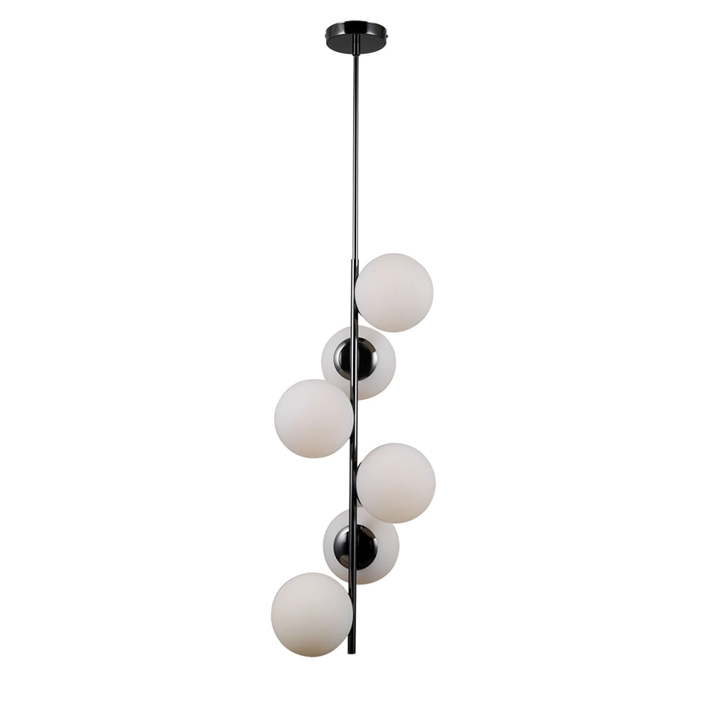 Pendente Bella Petit Poá Cromo Preto E Branco 31x140cm E27 Bolinha 30w Sq004b