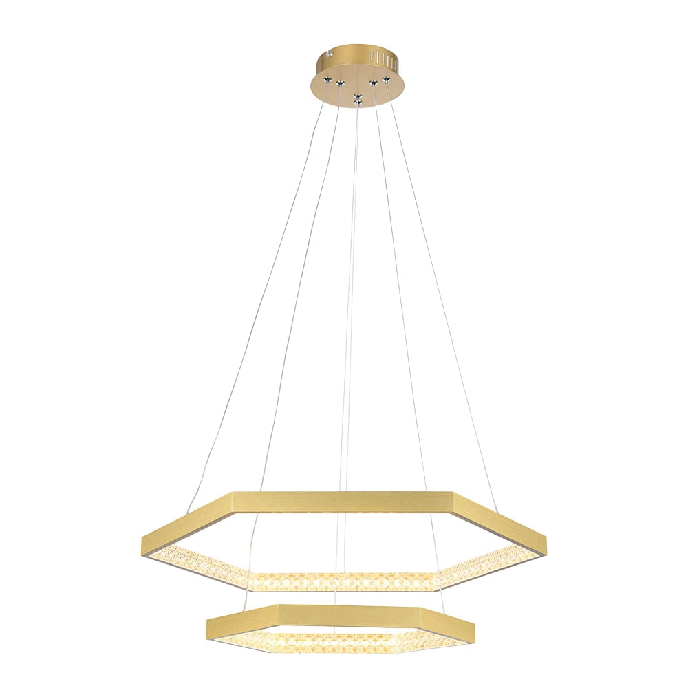 Pendente Bella Hex Dourado 60x40x3.5cm 30w 20w 3000k 2550lm Gd005