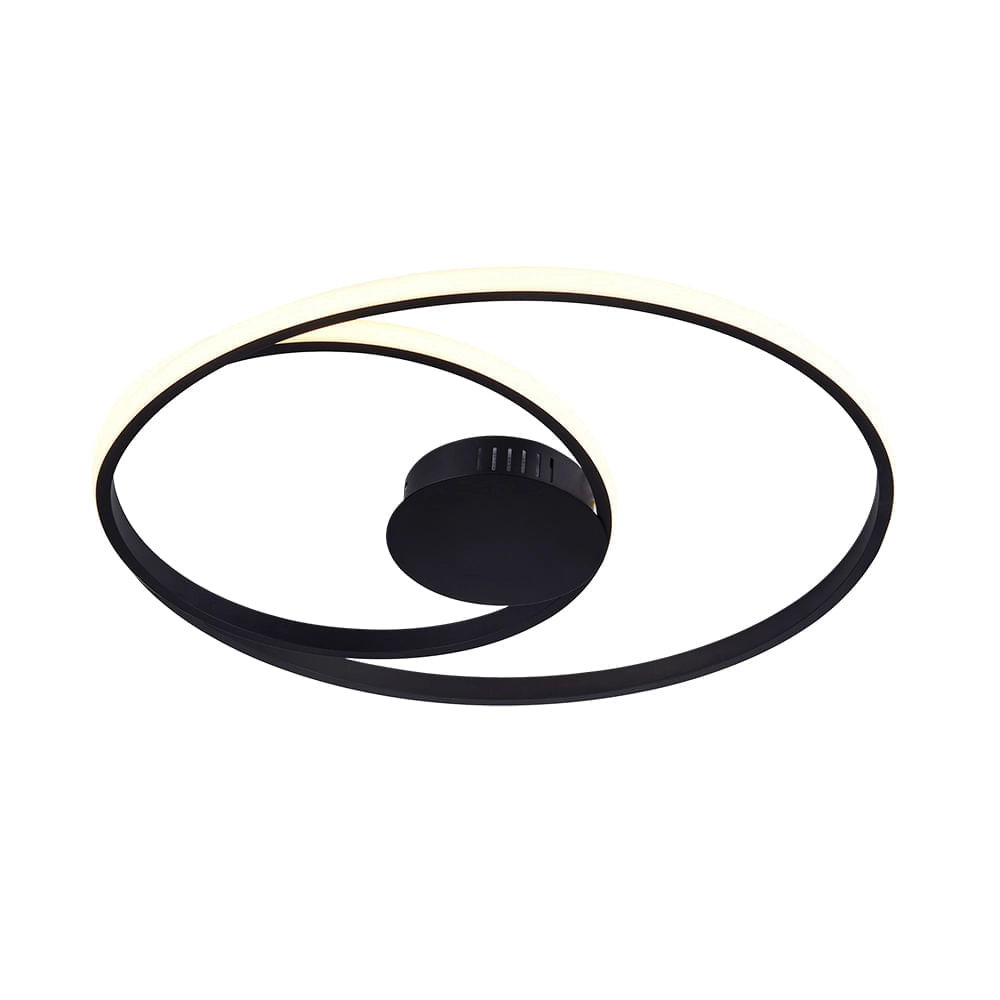 Plafon De Sobrepor Bella Orbita Preto 69x38cm 2cm 60w 3000k 3230lm Gd007lb