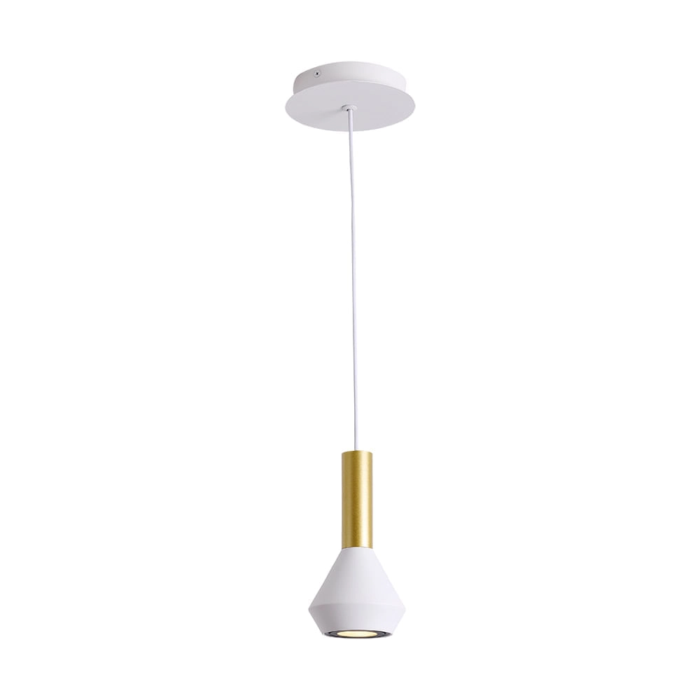 Pendente Bella Pituco Branco E Dourado 10x18.7cm Gu10 10w Ml015gw