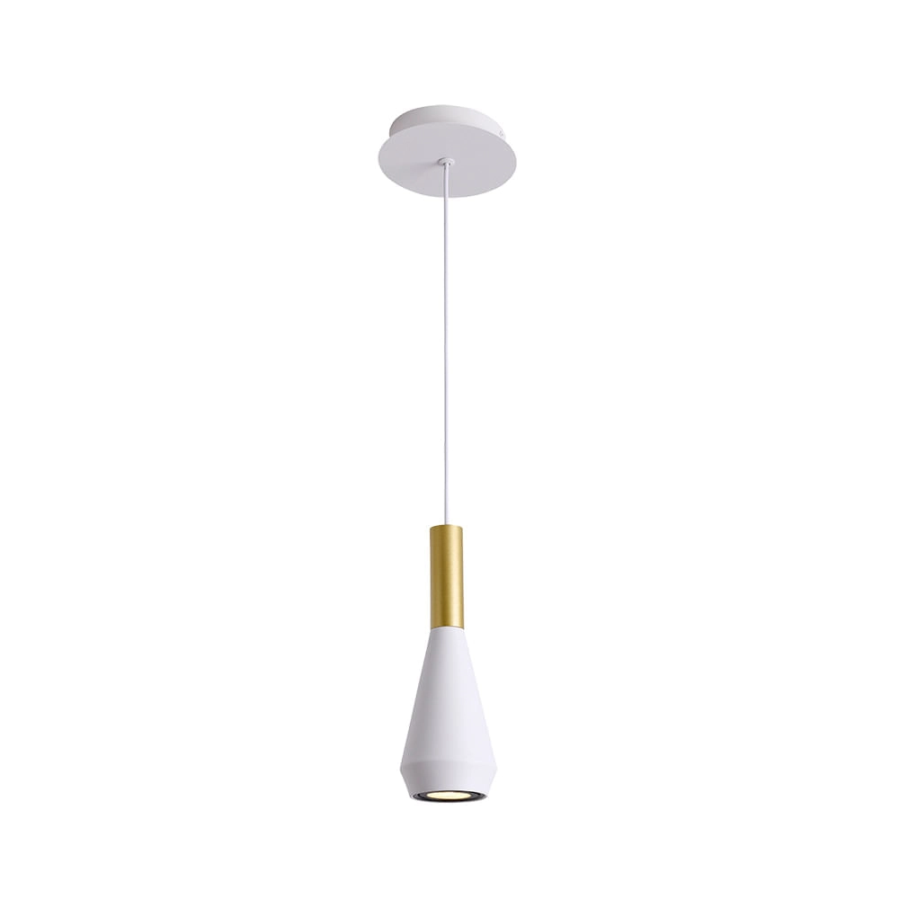 Pendente Bella Pituco Dourado E Branco 9x26cm Gu10 10w Ml016gw
