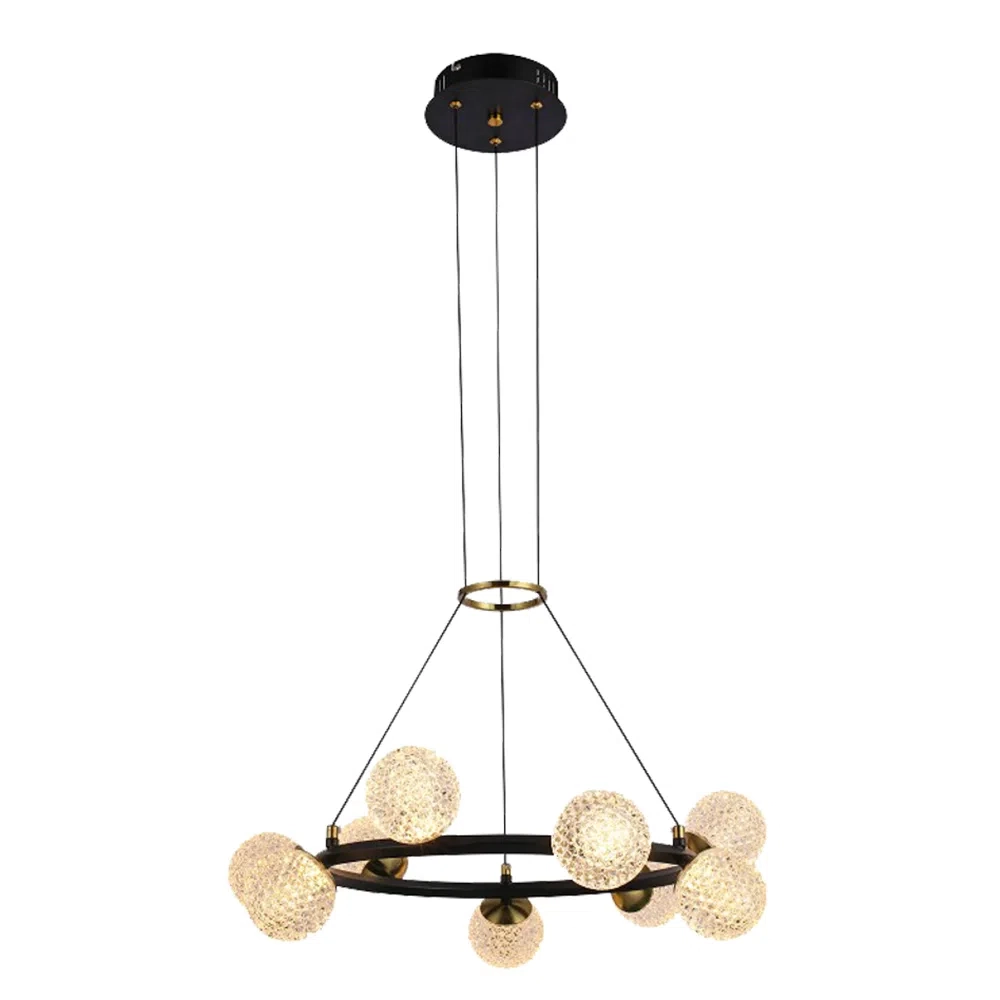 Pendente Spirit Dourado / Preto E Transparente (d)60cm (a)15cm 9x3w 3000k 1620lm Led