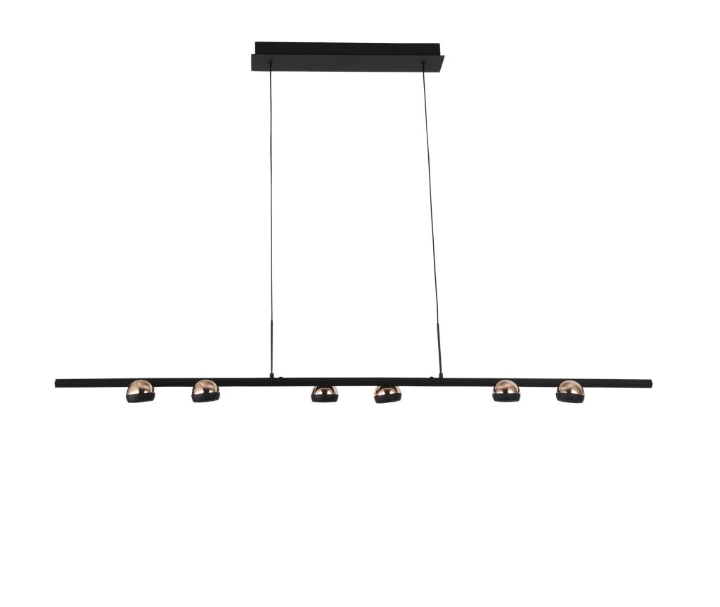 Pendente Oto Preto E Rose Led 30w 3000k Bivolt 140cm Kw006 Bella