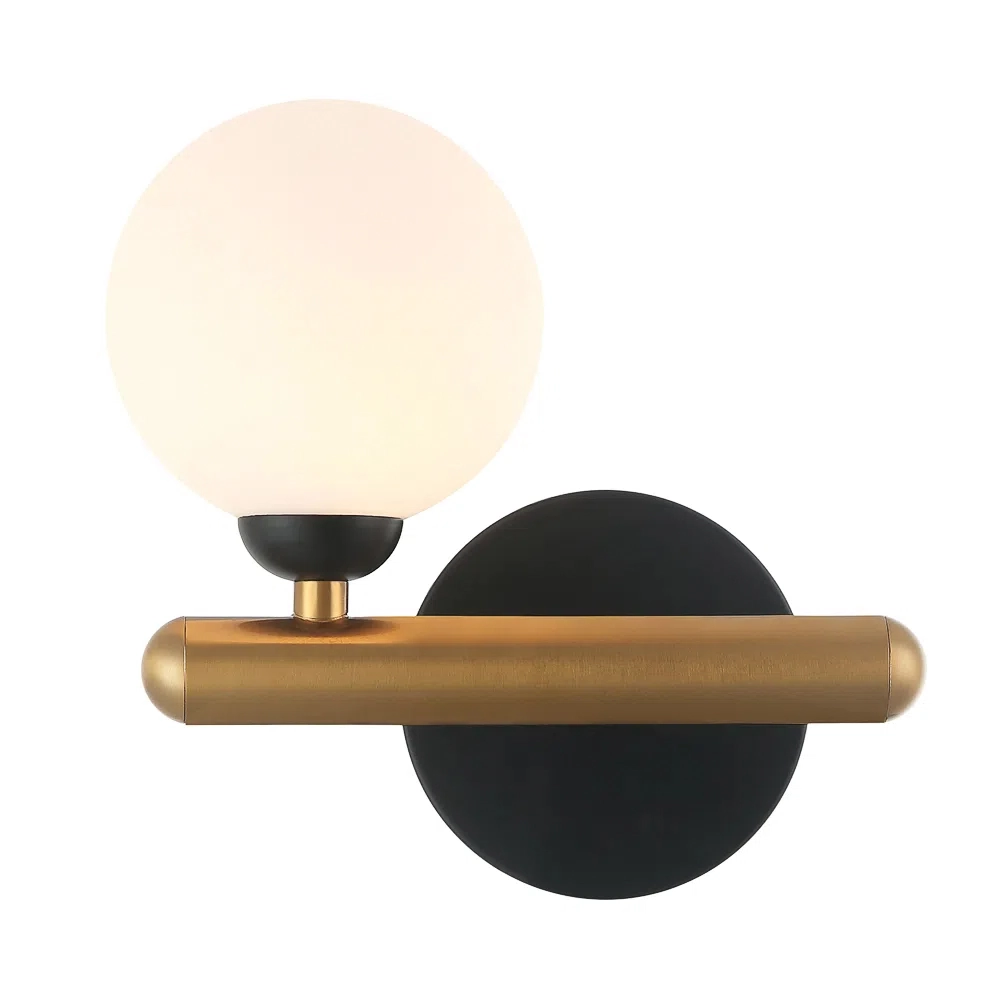 Arandela Bambu Bronze E Preto Globo Branco 1g9 Hl021wb Bella