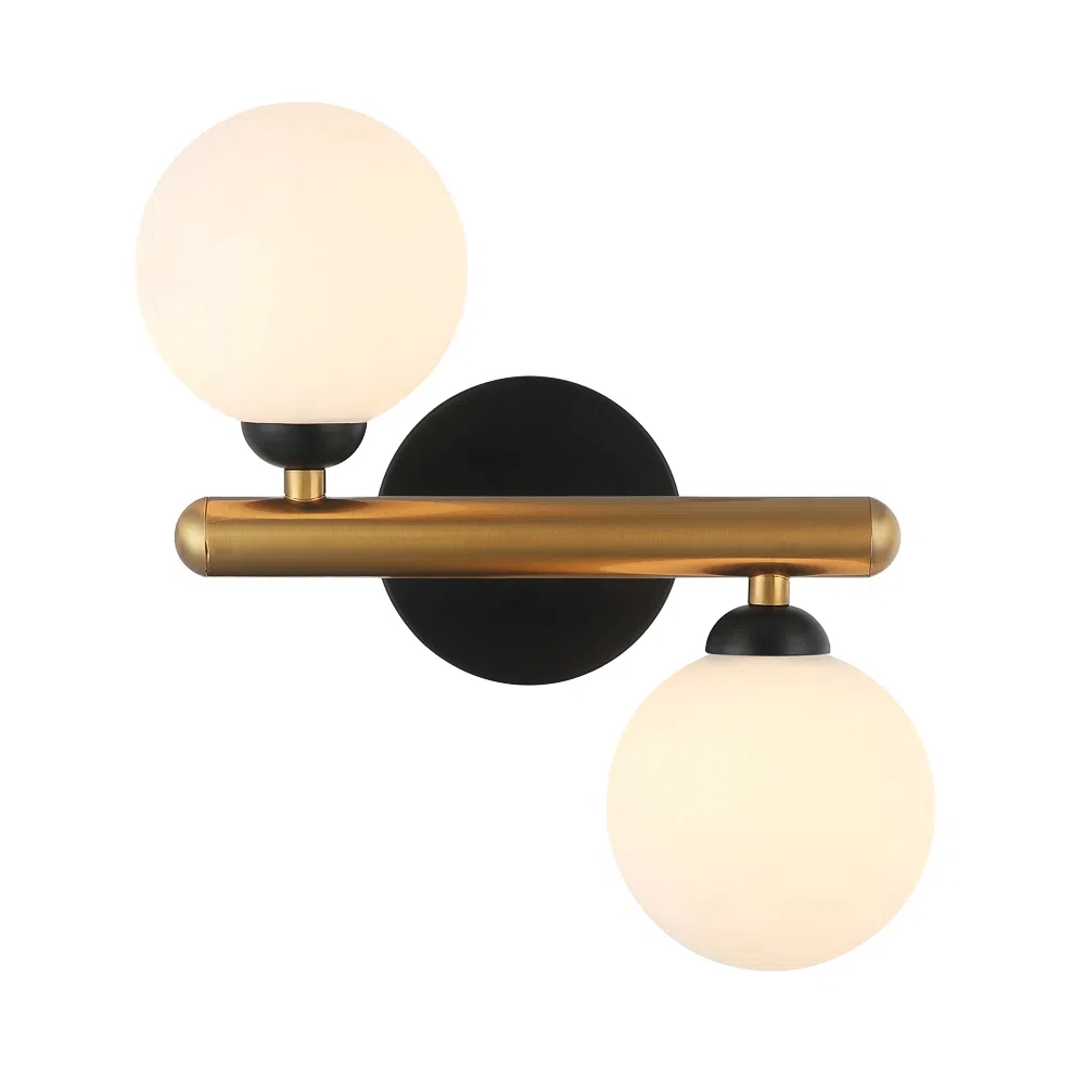 Arandela Bambu Bronze E Preto Globos Branco 2g9 Hl022wb Bella