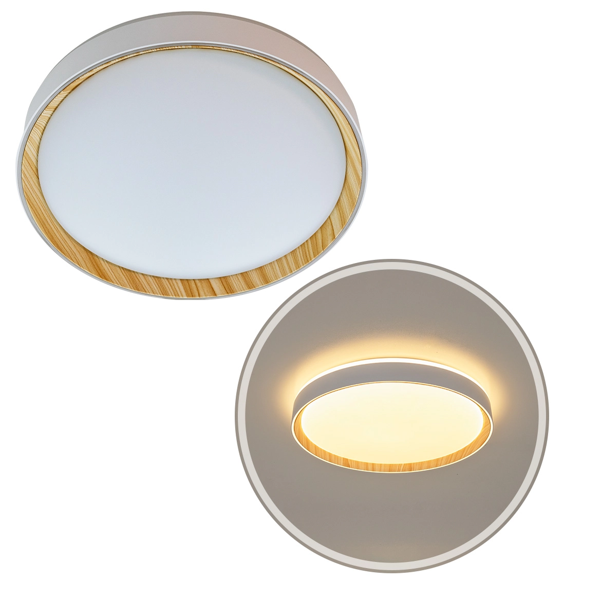 Plafon Led Sobrepor Chamfer Madeira 40cm 24w 3000k Bella St2929