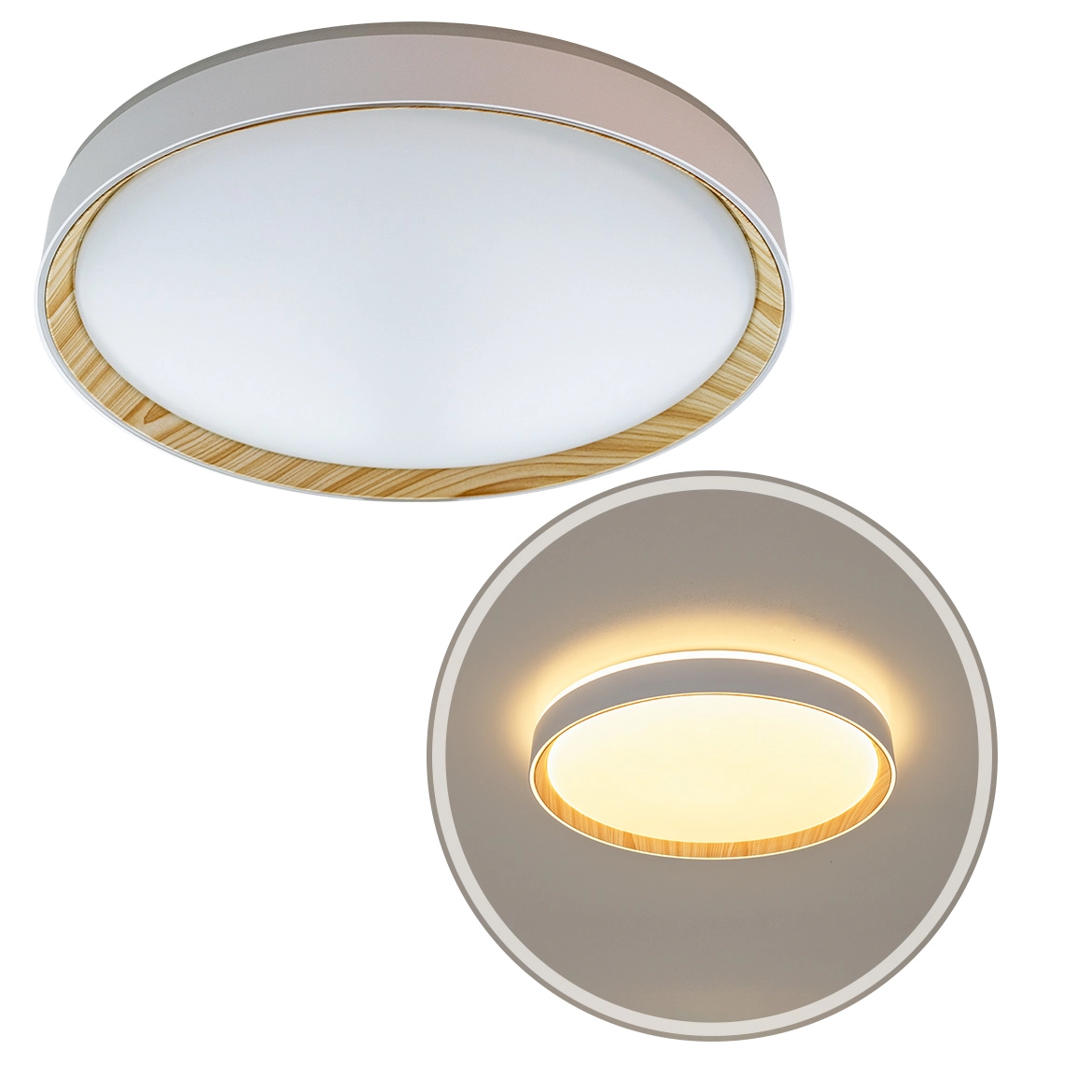 Plafon Led Sobrepor Chamfer Madeira 50cm 40w 3000k Bella St2929
