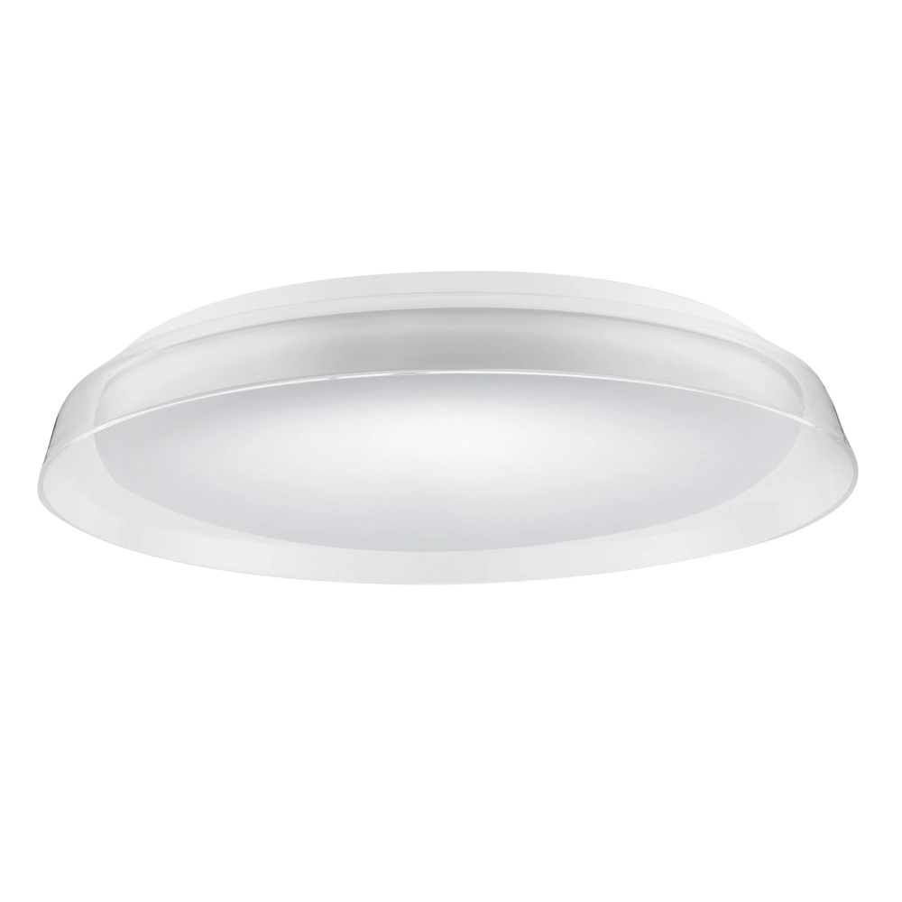 Plafon Sobrepor Miska Transparente E Branco 43cm Led 24w 3000k Bivolt Bella
