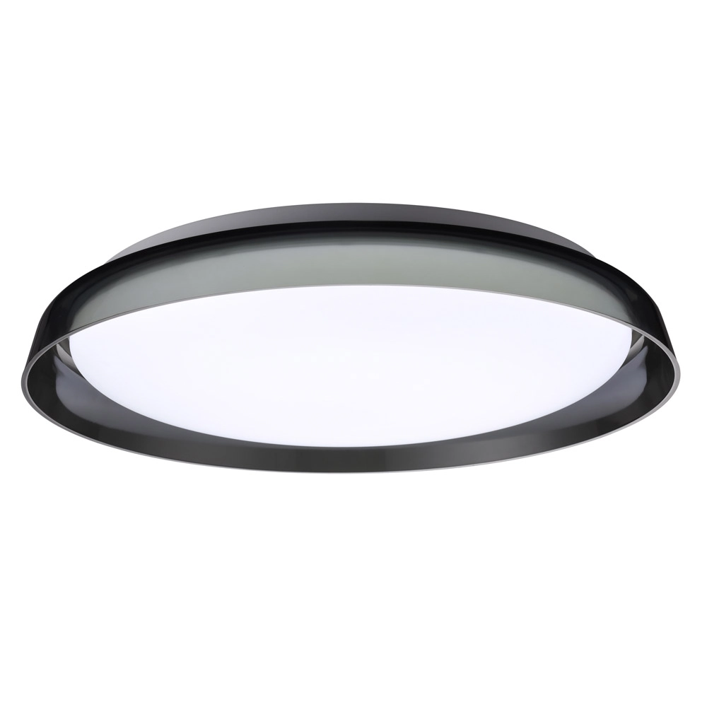 Plafon Sobrepor Miska Fumê E Branco 43cm Led 24w 3000k Bivolt Bella