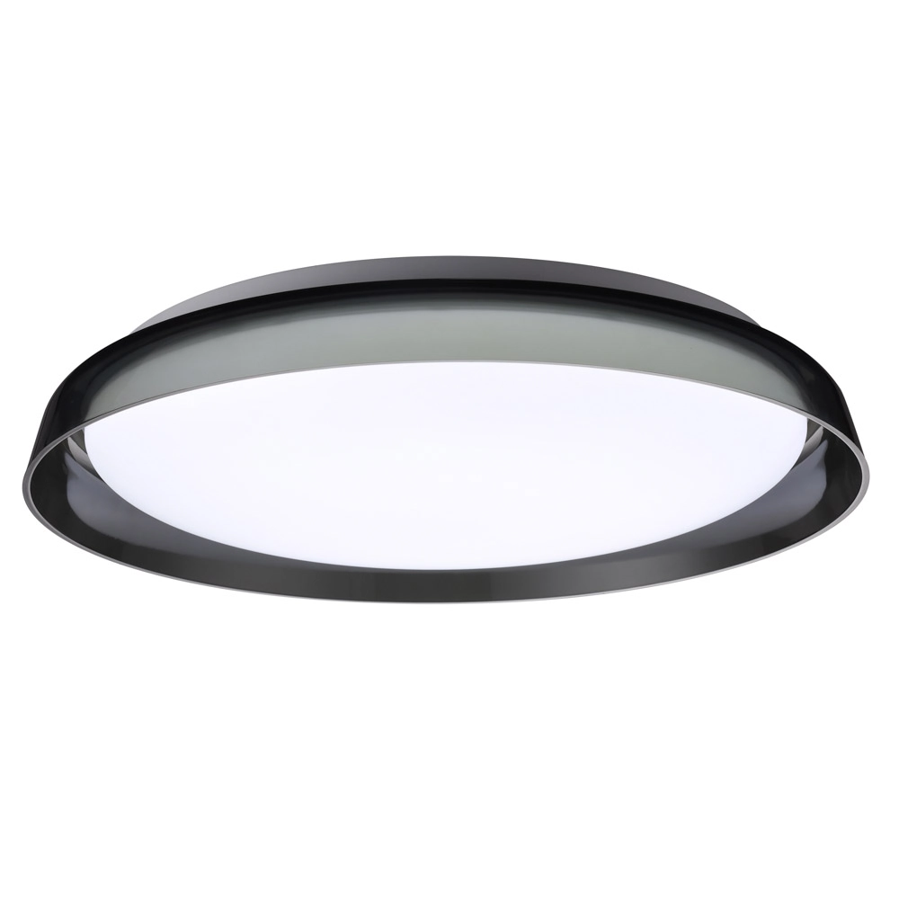 Plafon Sobrepor Miska Fumê E Branco 53cm Led 40w 3000k Bivolt Bella