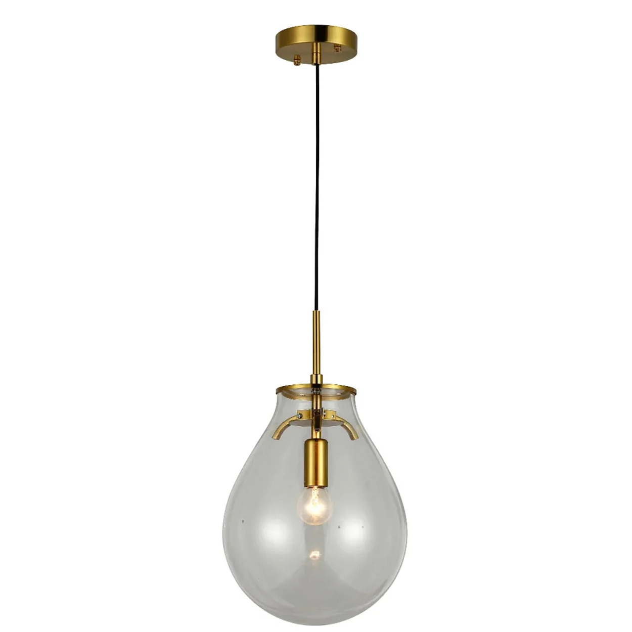Pendente Caju Bronze Vidro Transparente 29cm 1e14 Bella