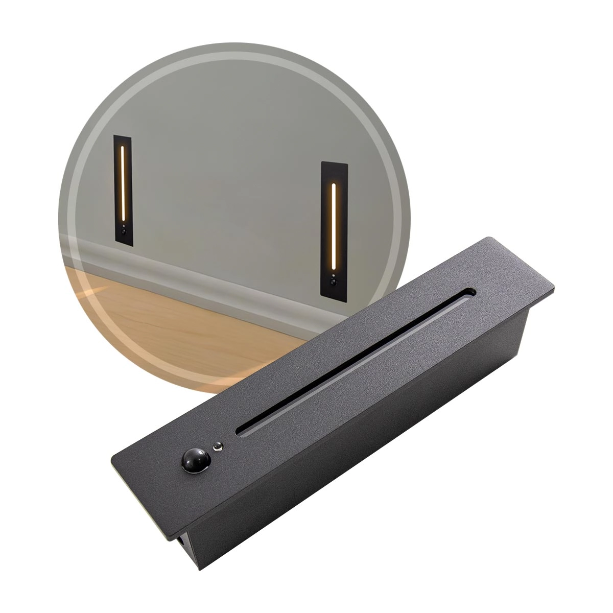 Balizador Led Rift C/ Sensor De Presença Preto Ip20 Bella Iluminação St3166