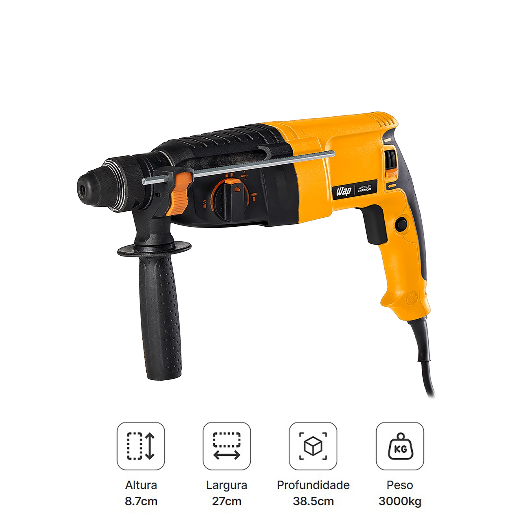 Martelete Combinado Wap EMPR 900K SDS Plus 900W 3J 127V (110V) com Maleta e Acessórios