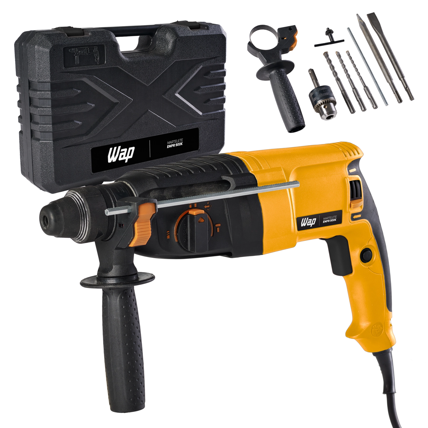 Martelete Combinado Wap EMPR 900K SDS Plus 900W 3J 220V com Maleta e Acessórios