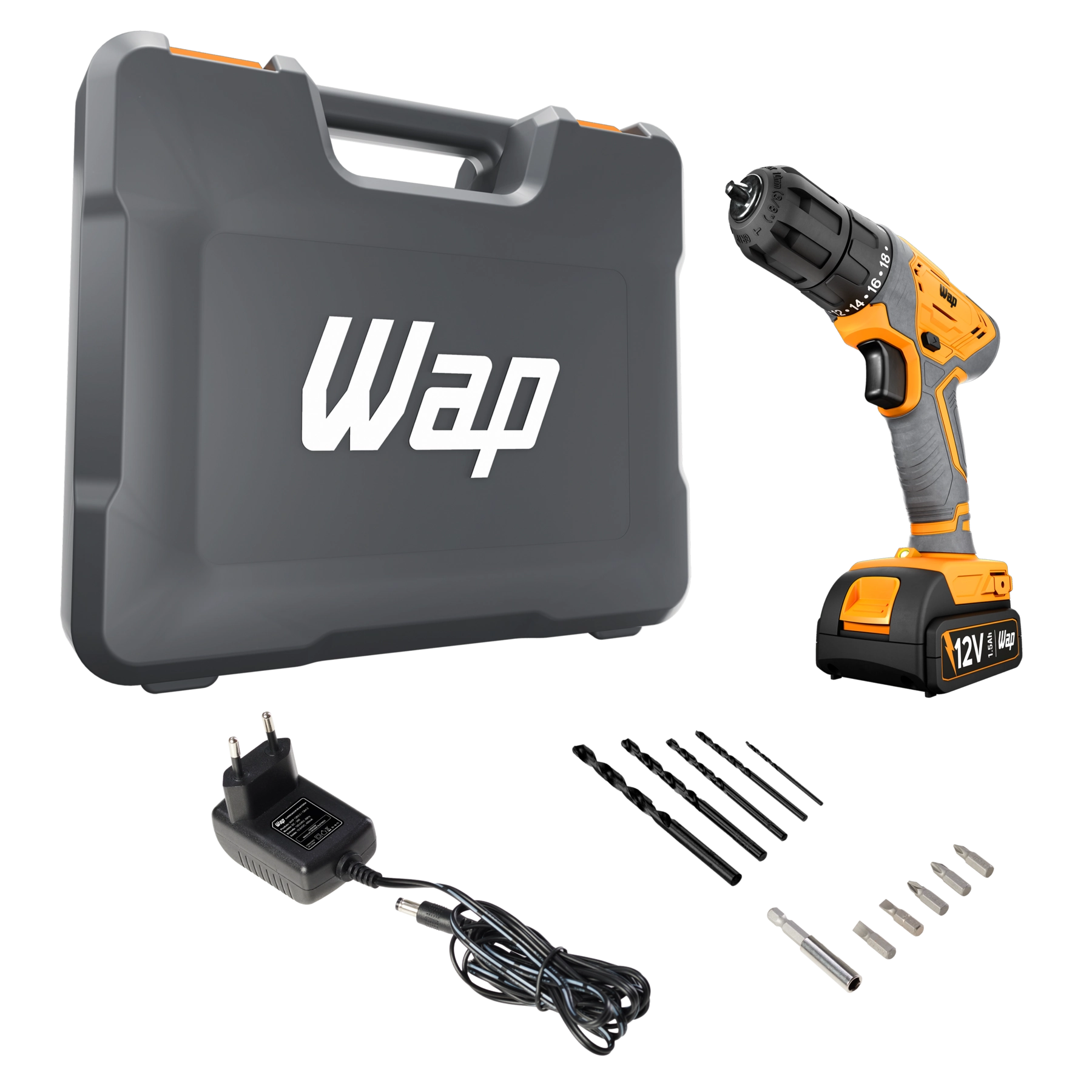 Furadeira e Parafusadeira Wap WF 12K3.2 a Bateria 12V 3/8" com Maleta e Acessórios