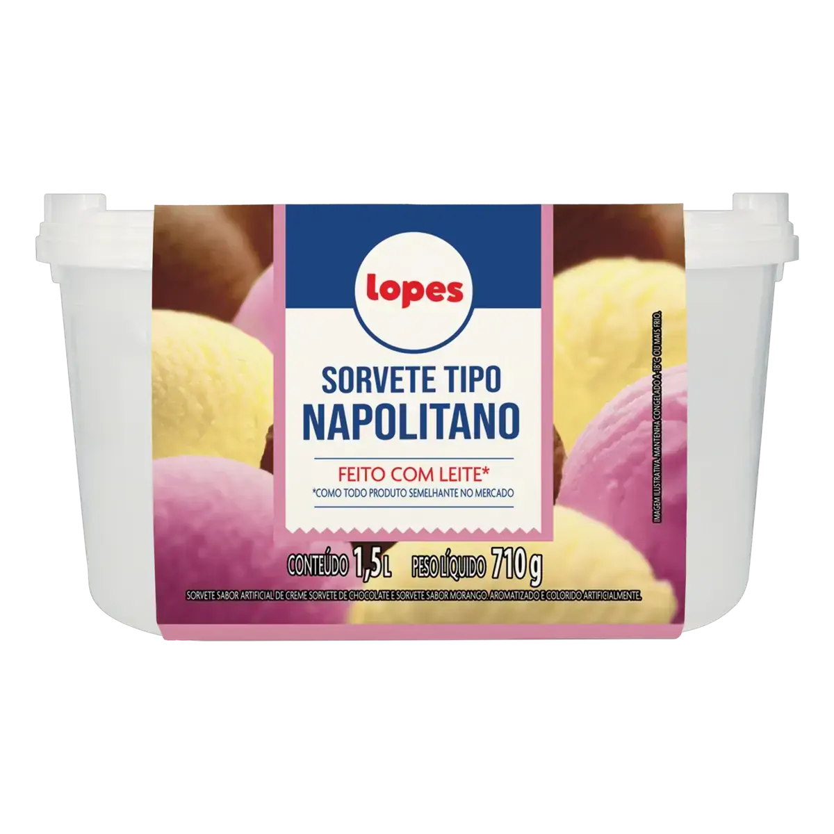 Sorvete Napolitano Lopes Pote 1,5l