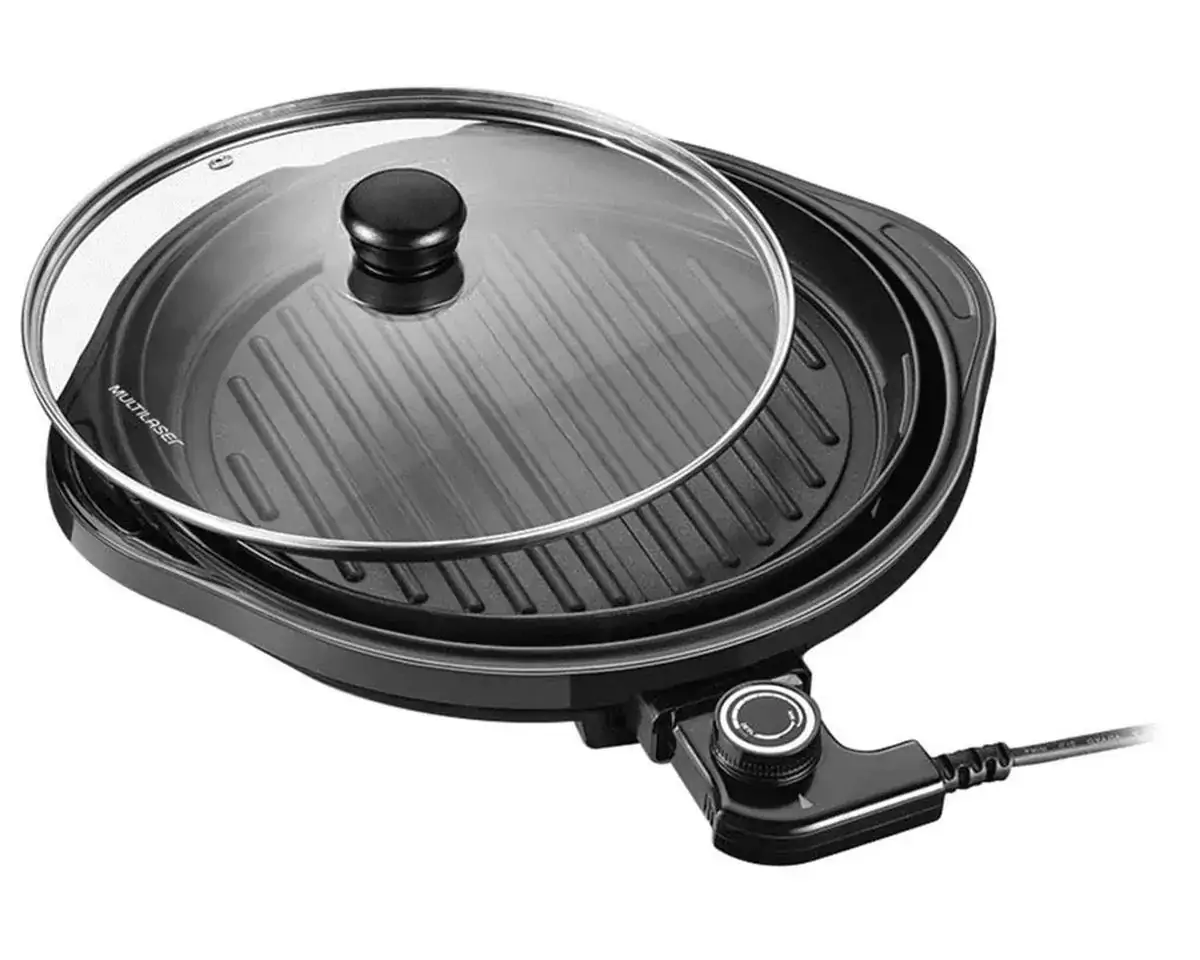 Panela Grill Multilaser Grelha Antiaderente Diâmetro 30cm 1200W