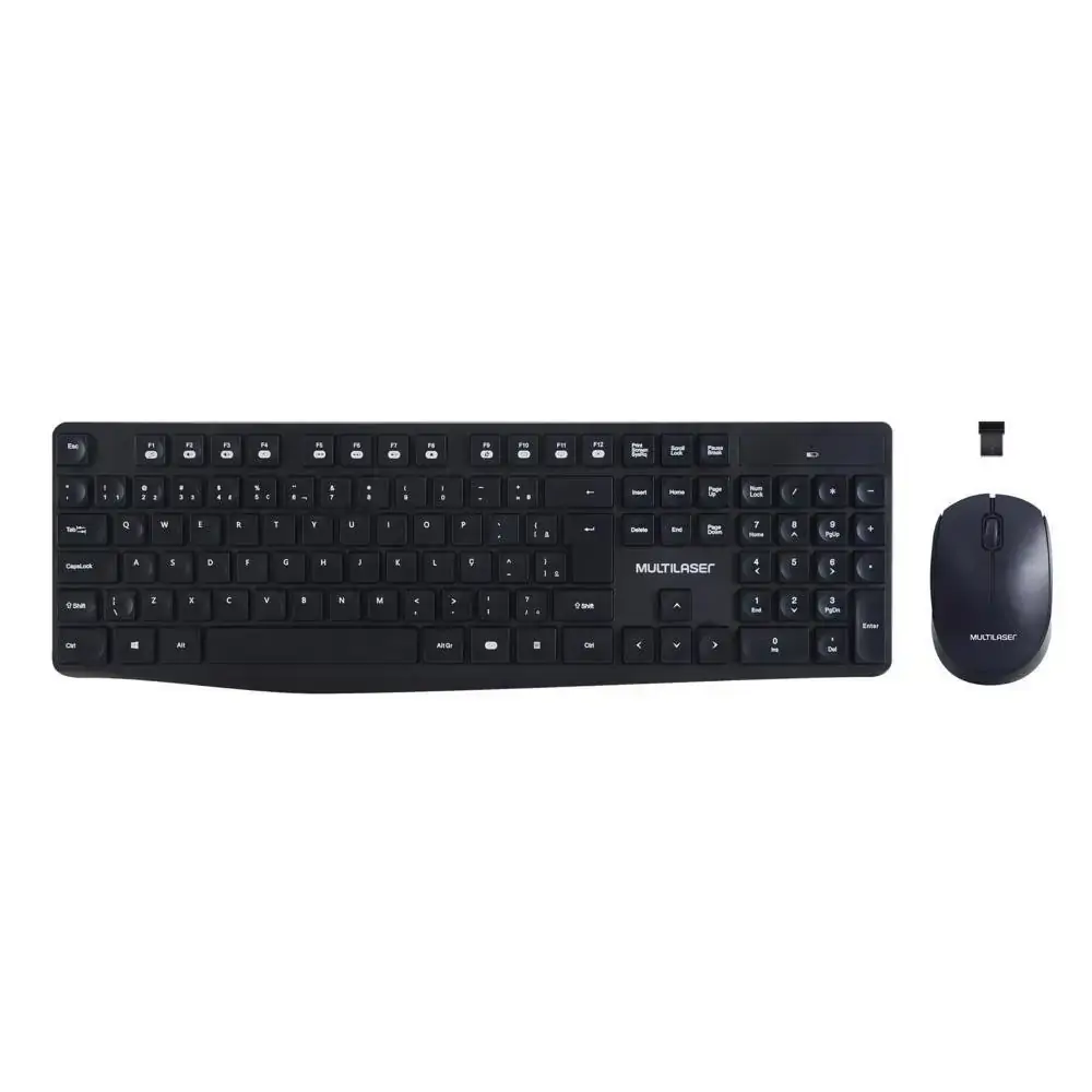TECLADO E MOUSE SEM FIO 2.4GHZ USB PRETO TC244