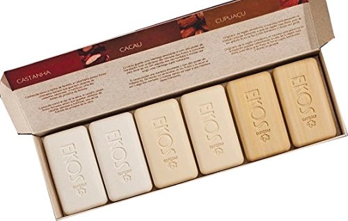 Linha Ekos Natura Sabonetes Barra Puro Vegetal Cremosos Castanha, Cacau, Cupuacu 6 X 25 Gr  Natura E