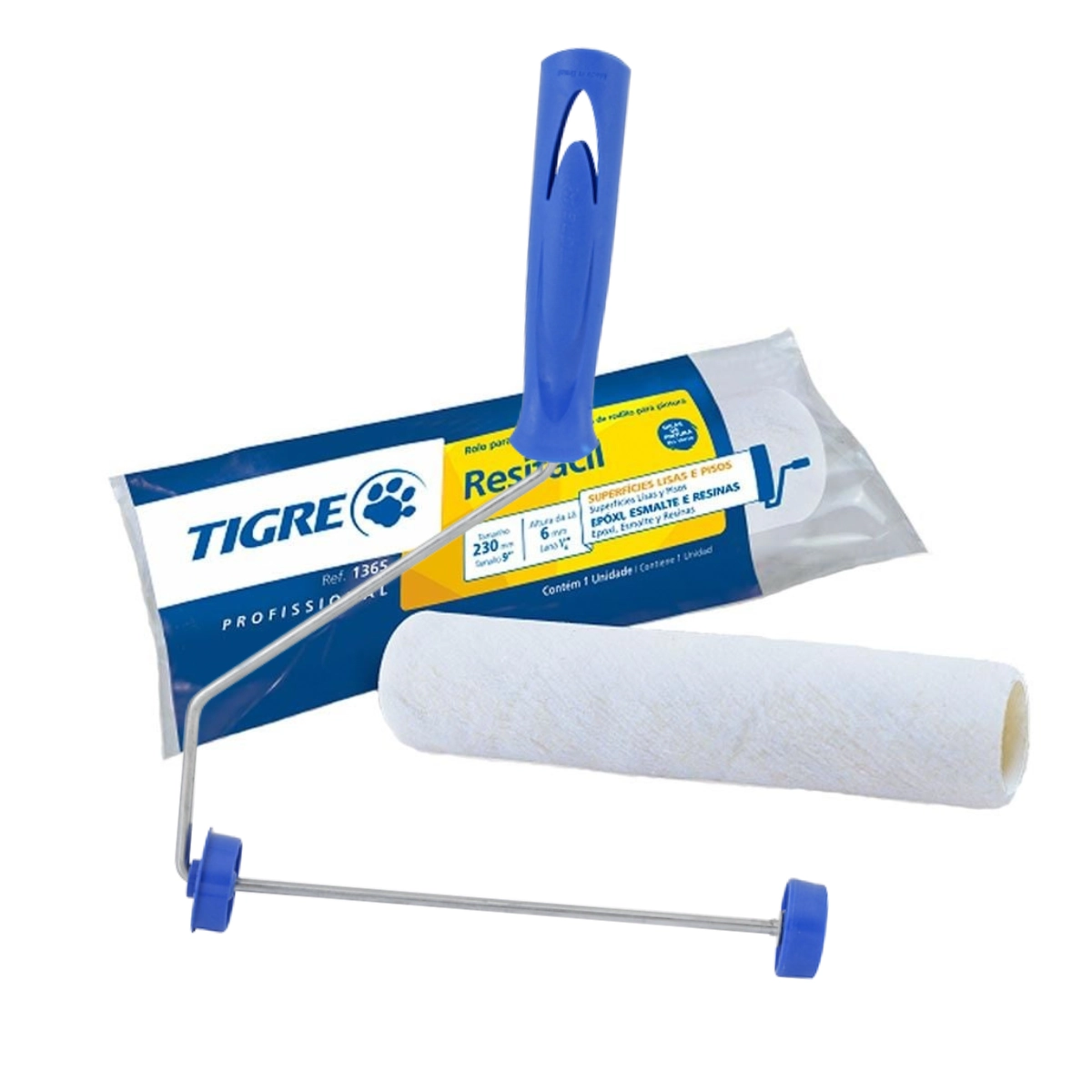 Rolos De Pintura Lã Sintética Profissional Com Cabo Tigre 23cm