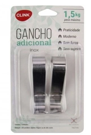 Kit 2 Ganchos Inox P/ Porta 8cm X 2cm