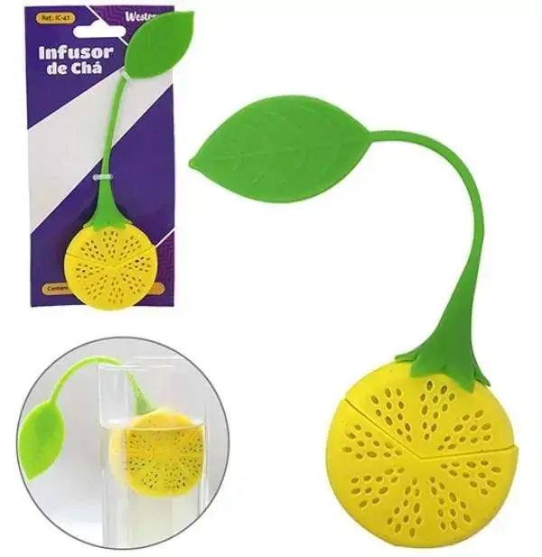 Infusor Silicone Chá Peneira Coador Ervas Individual Limão