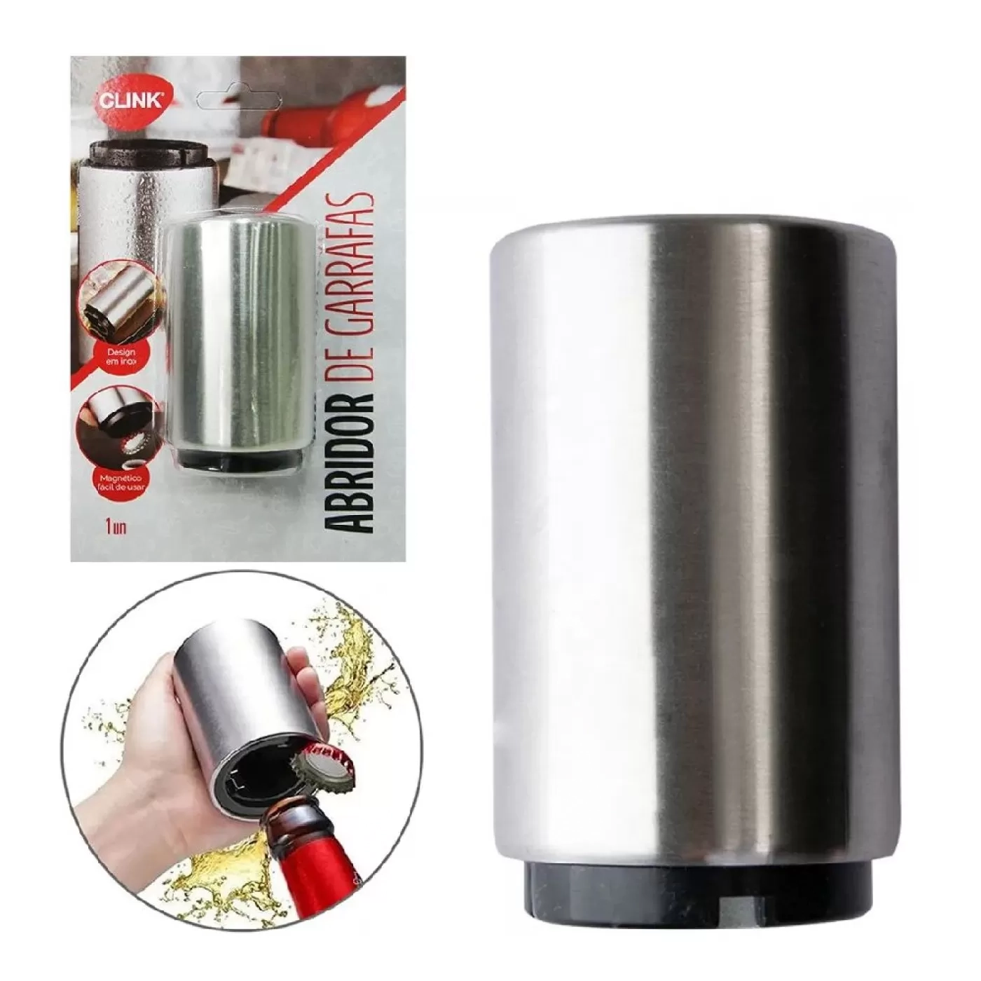 Abridor De Garrafa Aco Inox 5x5x85cm