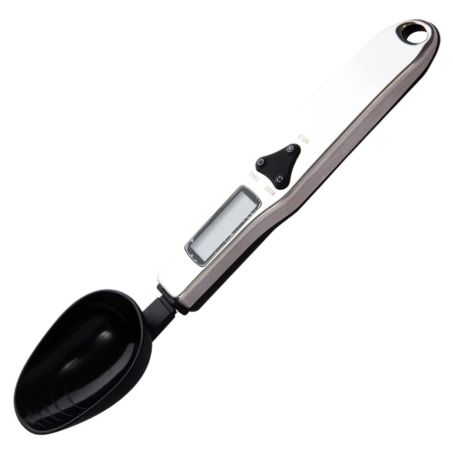 Colher Medidora Com Balanca Digital Portatil Plasticoaco Inox Preto Unico