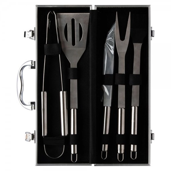 Kit Churrasco 5 Peças Em Aço Inox
