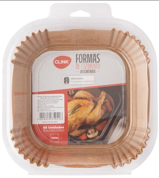 Kit Formas Quadrada Fritadeira Elet Papel 50un 16x16x4.15cm Ck6070 Clink