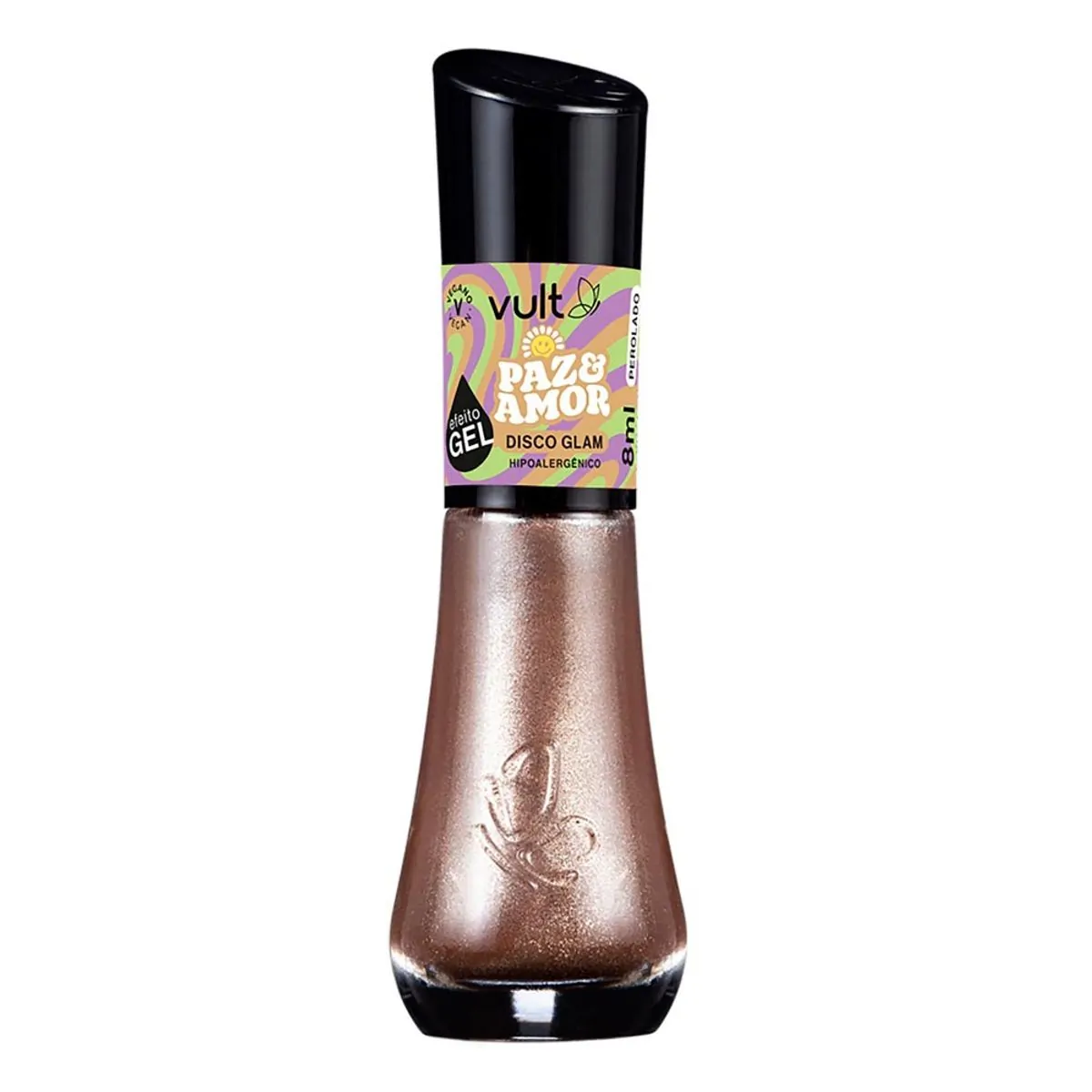 Esmalte Perolado Efeito Gel Disco Glam Vult Paz Amor Frasco 8ml
