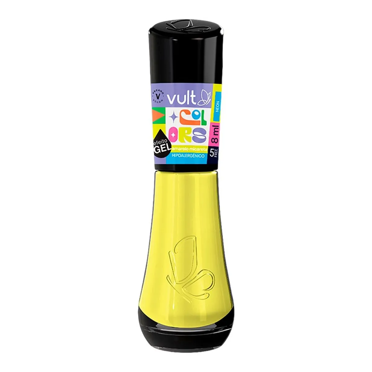Esmalte Efeito Gel Amarelo Micareta Neon Vult Colors Frasco 8ml