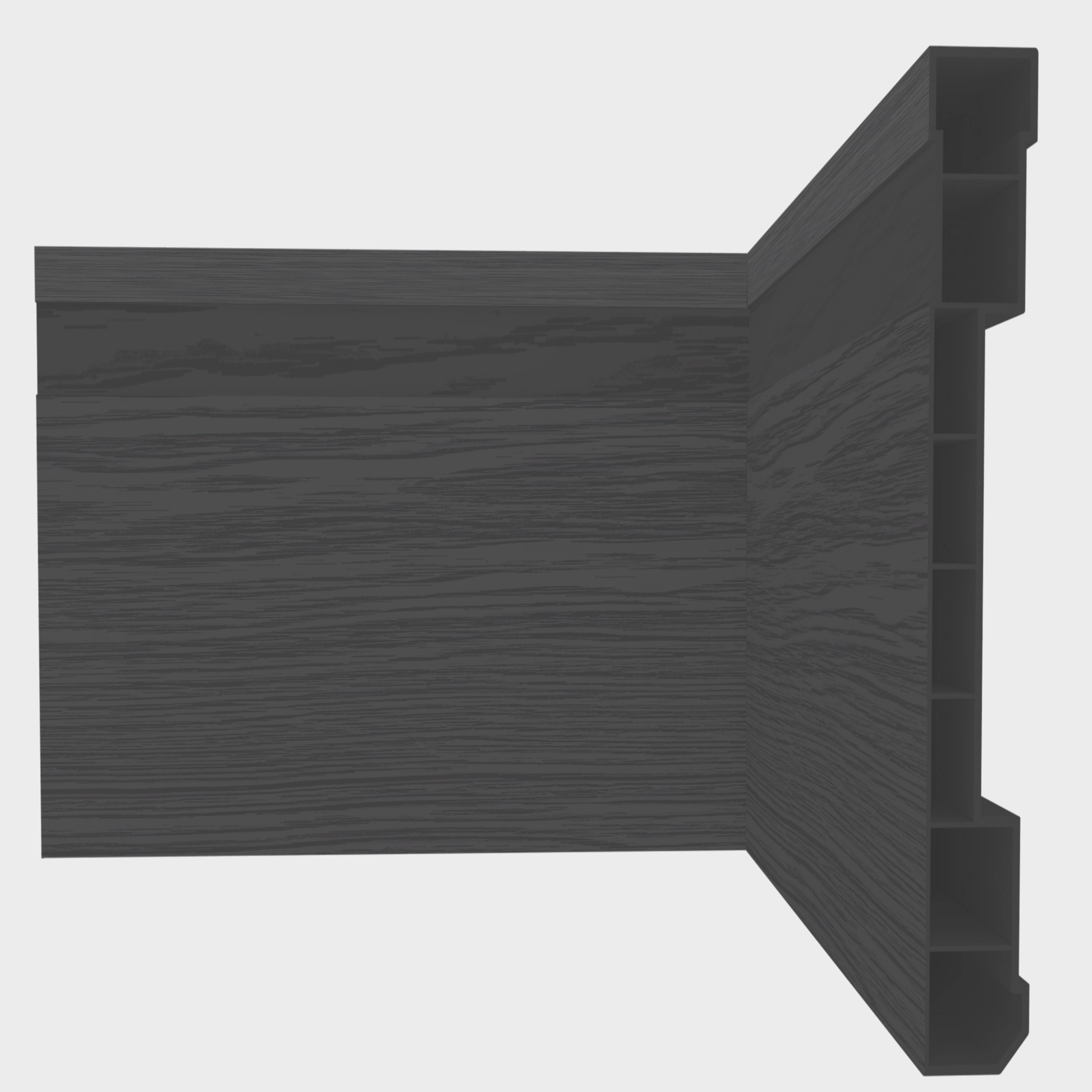 Rodapé De Pvc Plasbil Nobre 10cm Preto Relevo Barra 2,4m