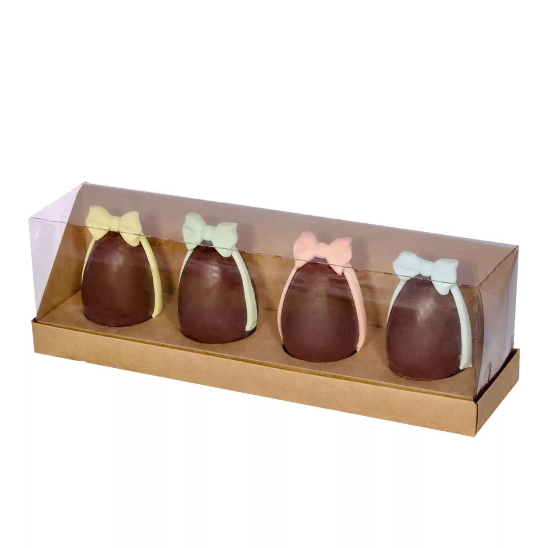 Caixa Ovo Vitrine 4x50g Kraft Decora Doces