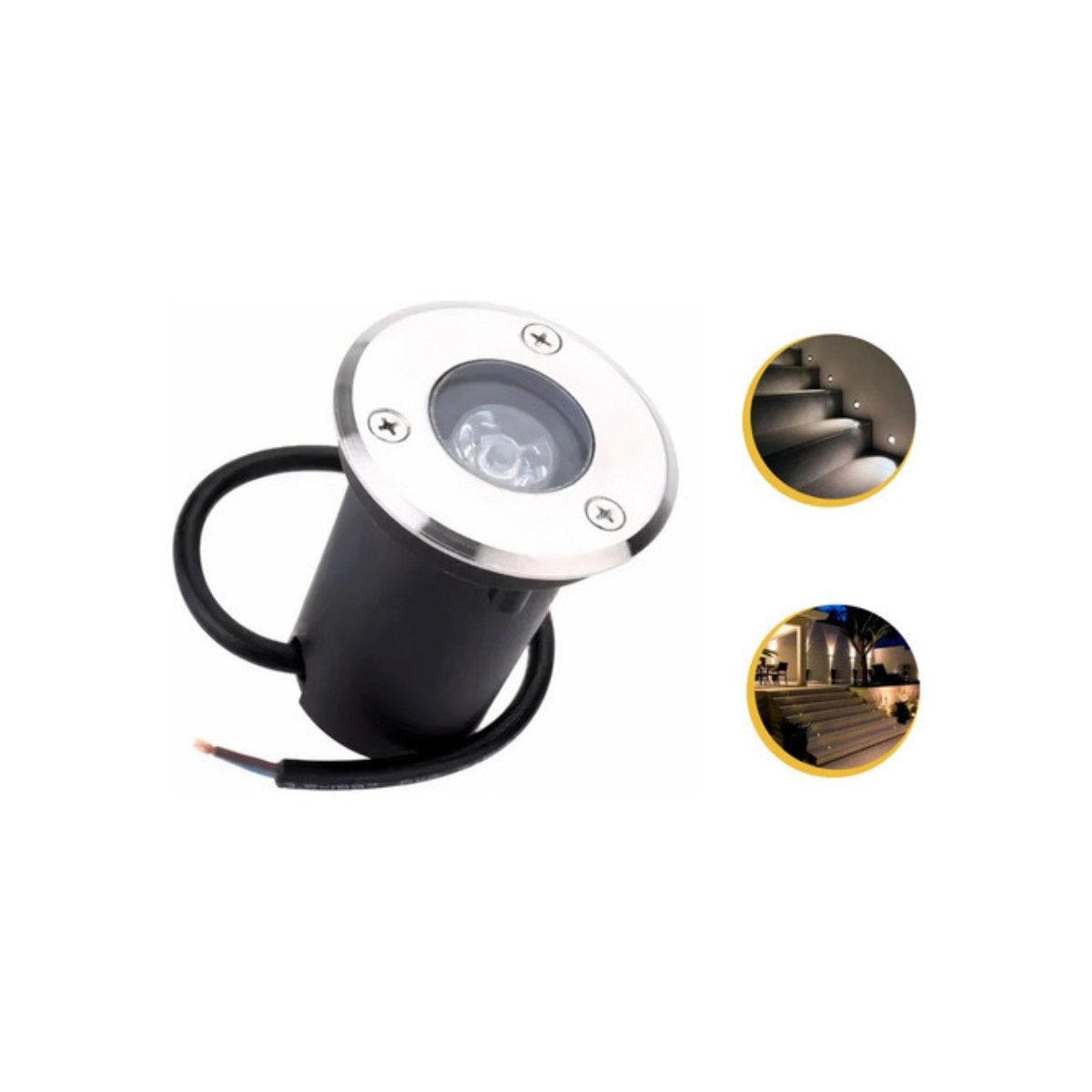 Balizador De Solo Led 1w 3000k Bivolt - Cinza Claro - Preto - Branco Frio