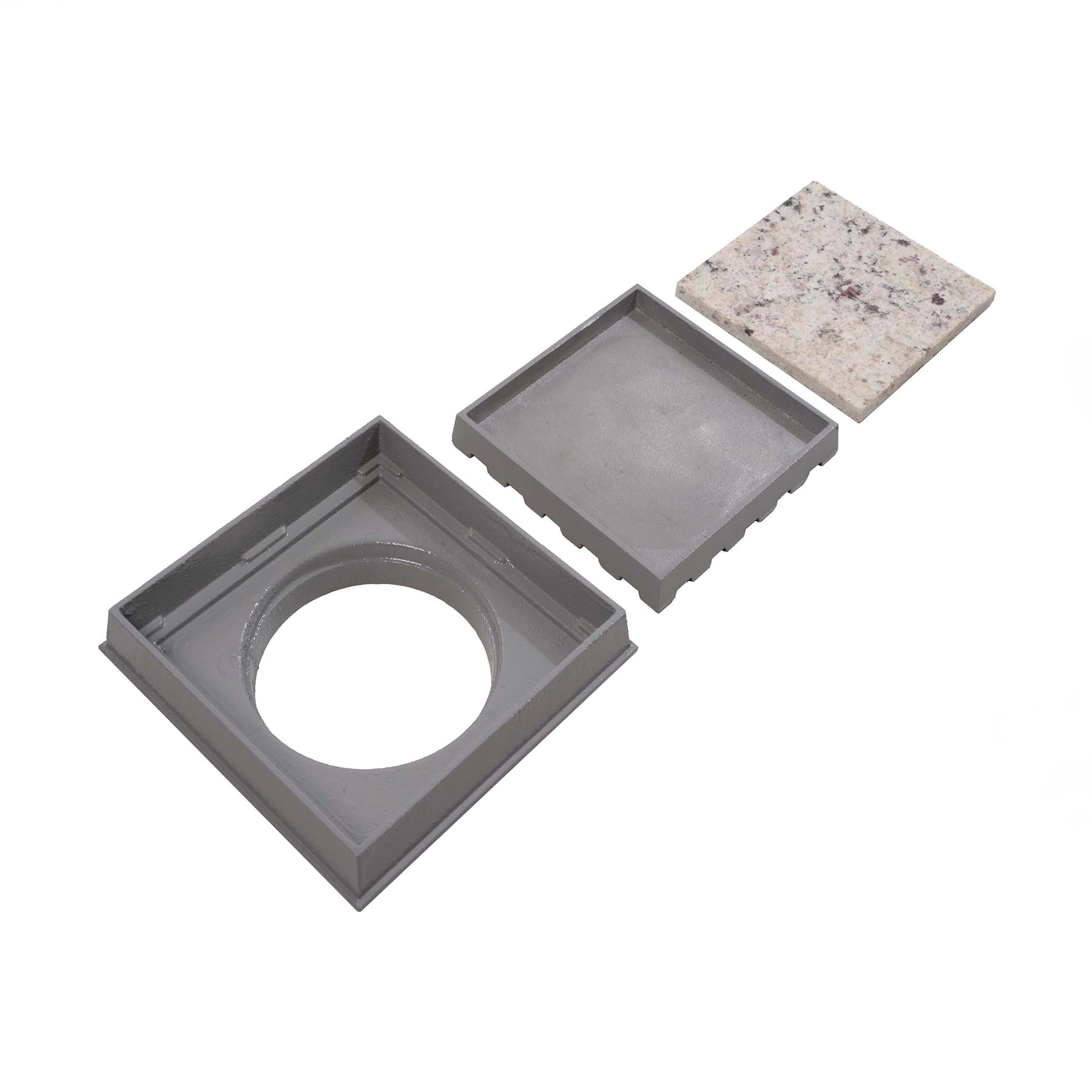 Conjunto Ralo Oculto e Adaptador para Caixa Sifonada 150mm Externo Alumínio 18x18cm Branco Brilho GDA