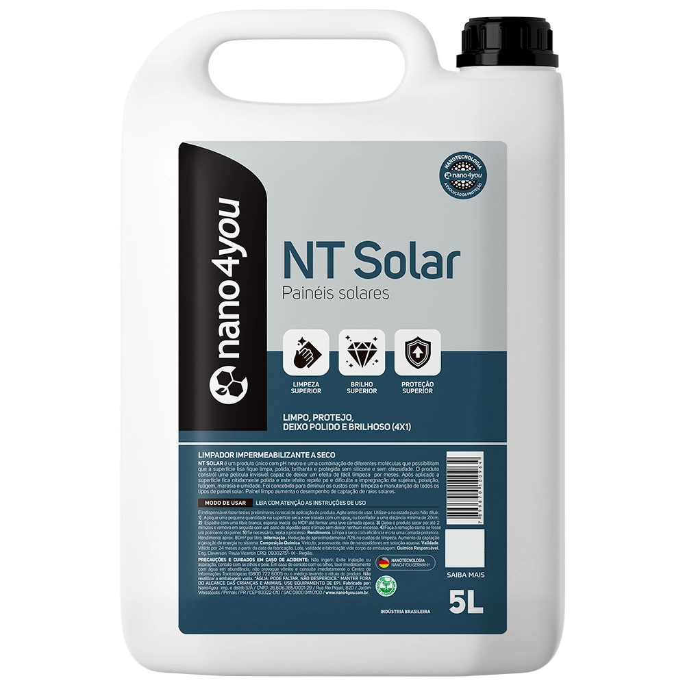 Proteção E Limpeza Nt70 Solar Placa De Energia Contra Poluição Fuligem Maresia Umidade 5 Litros - Nano4you