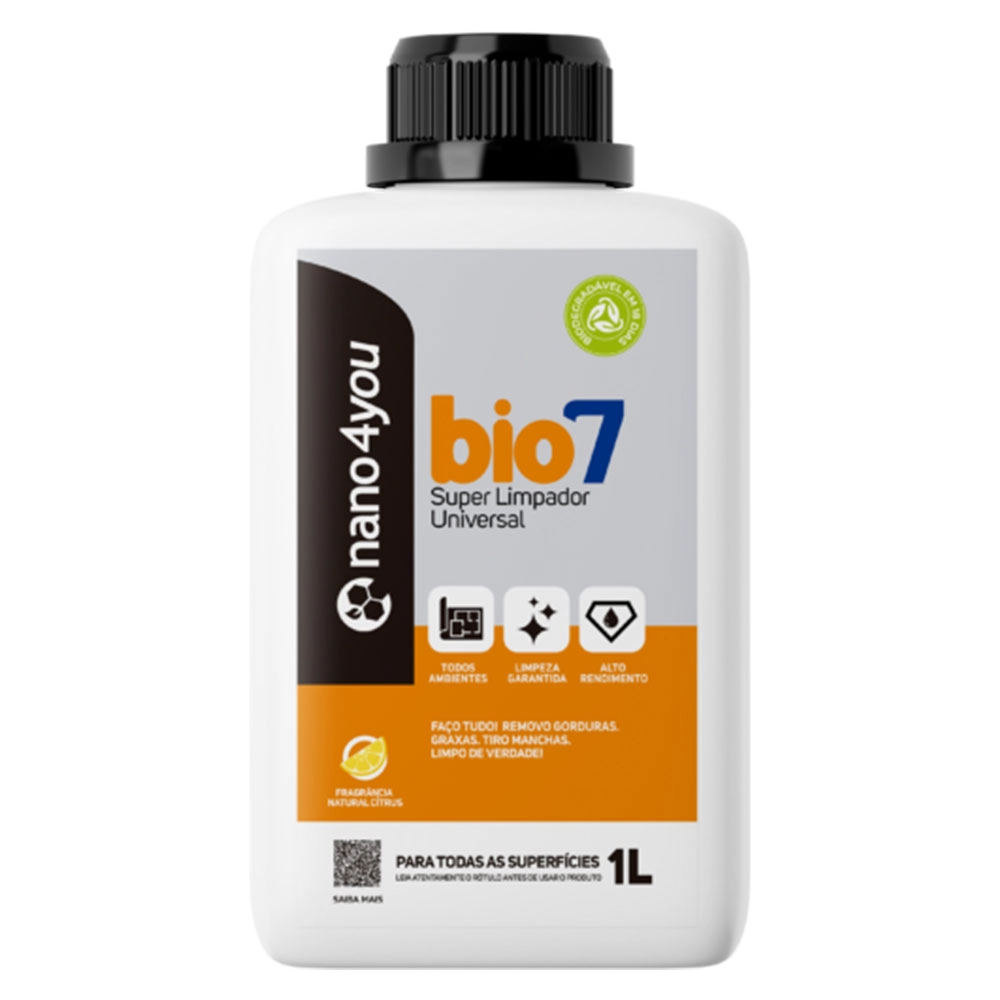Limpador Multiuso Ecológico Bio 7 Soluções Remove Manchas Sujidades Gorduras 1 Litro - Performance