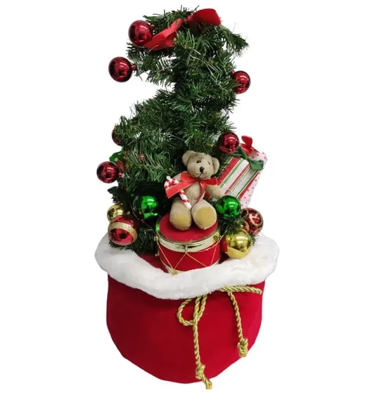 Enfeite Natal Saco Presente Arvore Urso 80cm Pn013 Santland