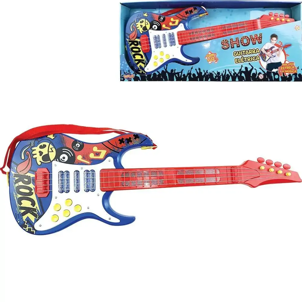 Brinquedo Guitarra Elétrica com Luz Toyng Azul 42217 4+