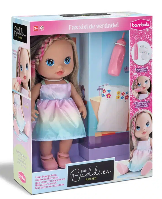 Boneca Buddies Hair Faz Xixi