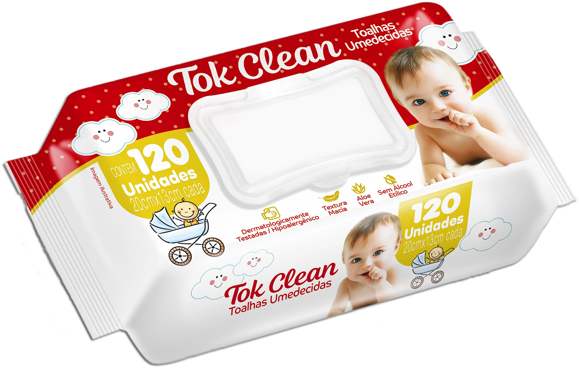 Toalhas Umedecidas Tok Clean Tampa C/120