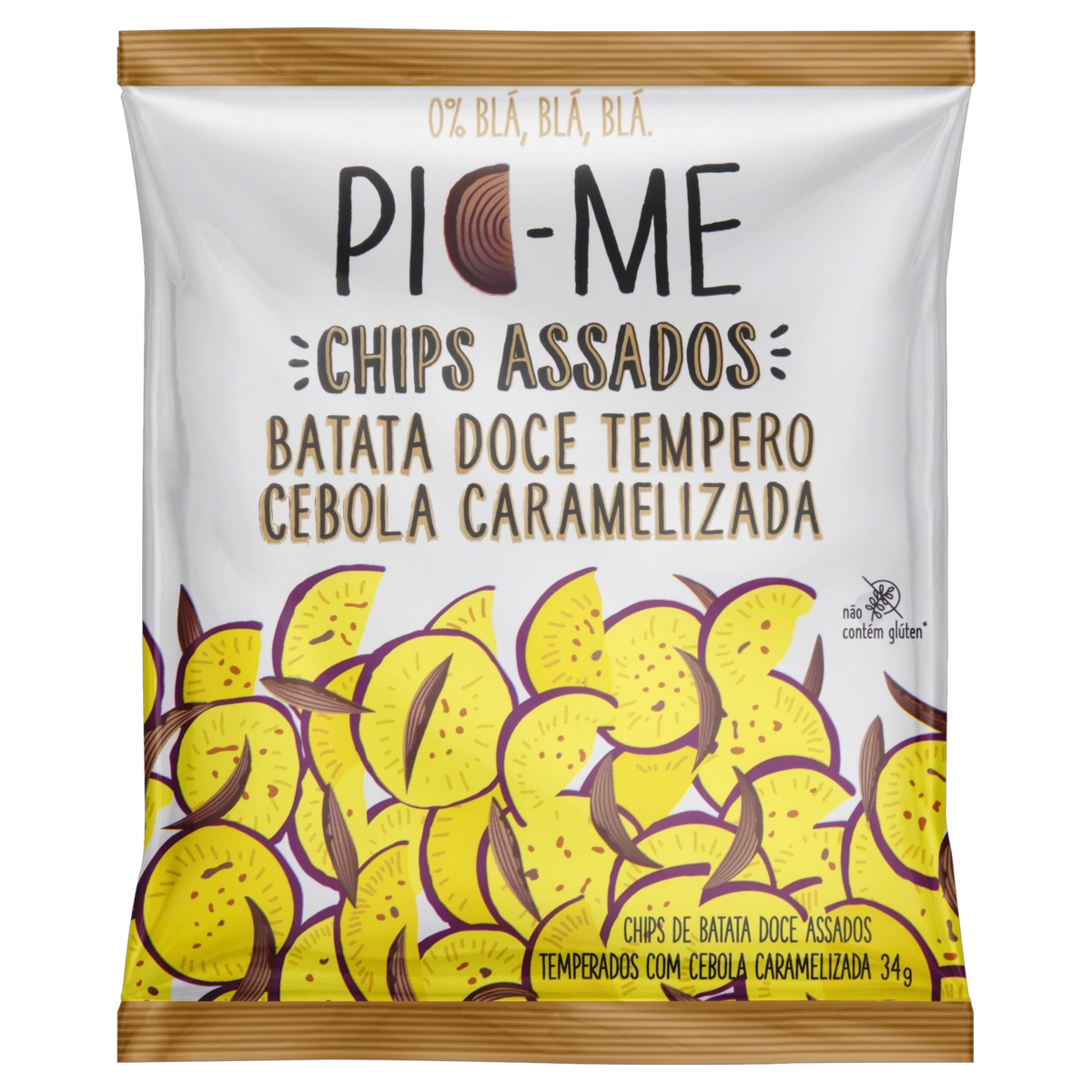 Chips Batata Doce Tempero Cebola Caramelizada Pic Me Pacote 34g