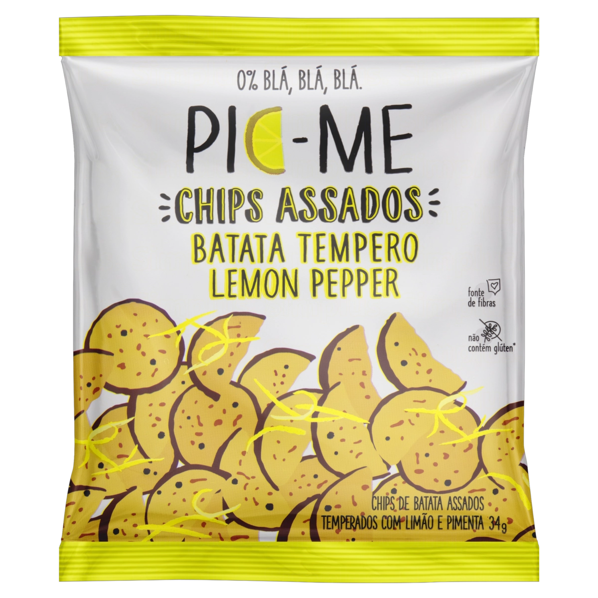 Chips De Batata Tempero Lemon Pepper Pic Me Pacote 34g