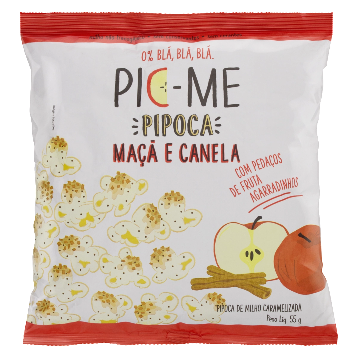 Pipoca Pronta Caramelizada Maçã E Canela Pic Me Pacote 55g