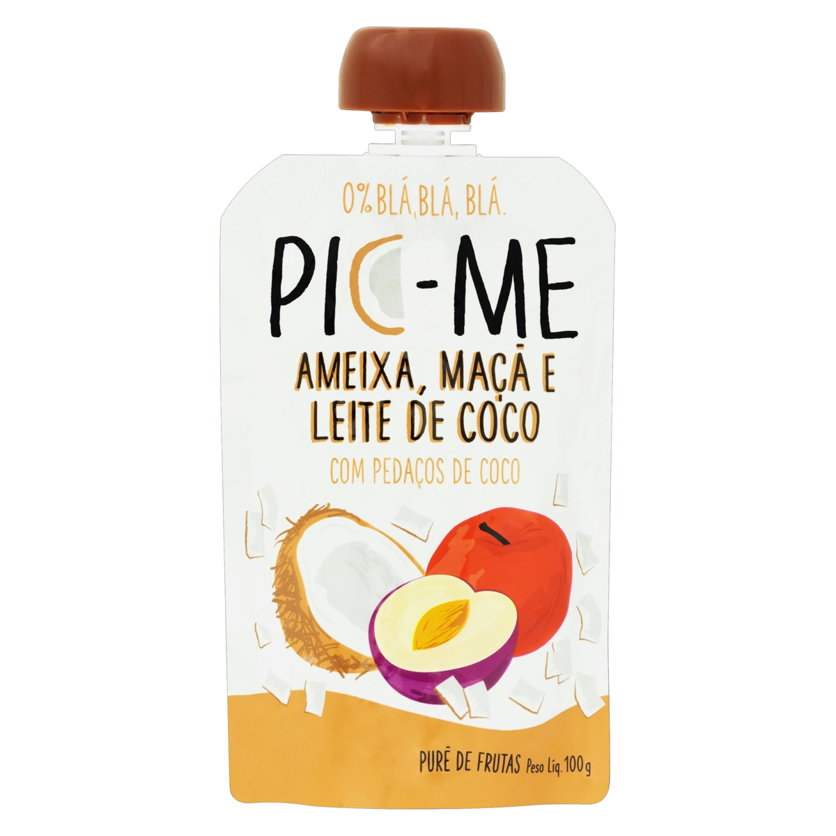 Purê De Frutas Ameixa, Maçã E Leite De Coco Pic Me Squeeze 100g