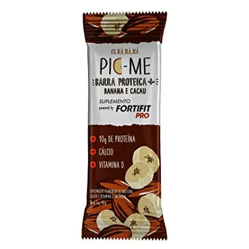 Barra De Proteína Banana E Cacau Pic Me Fortifit Pro Pacote 40g