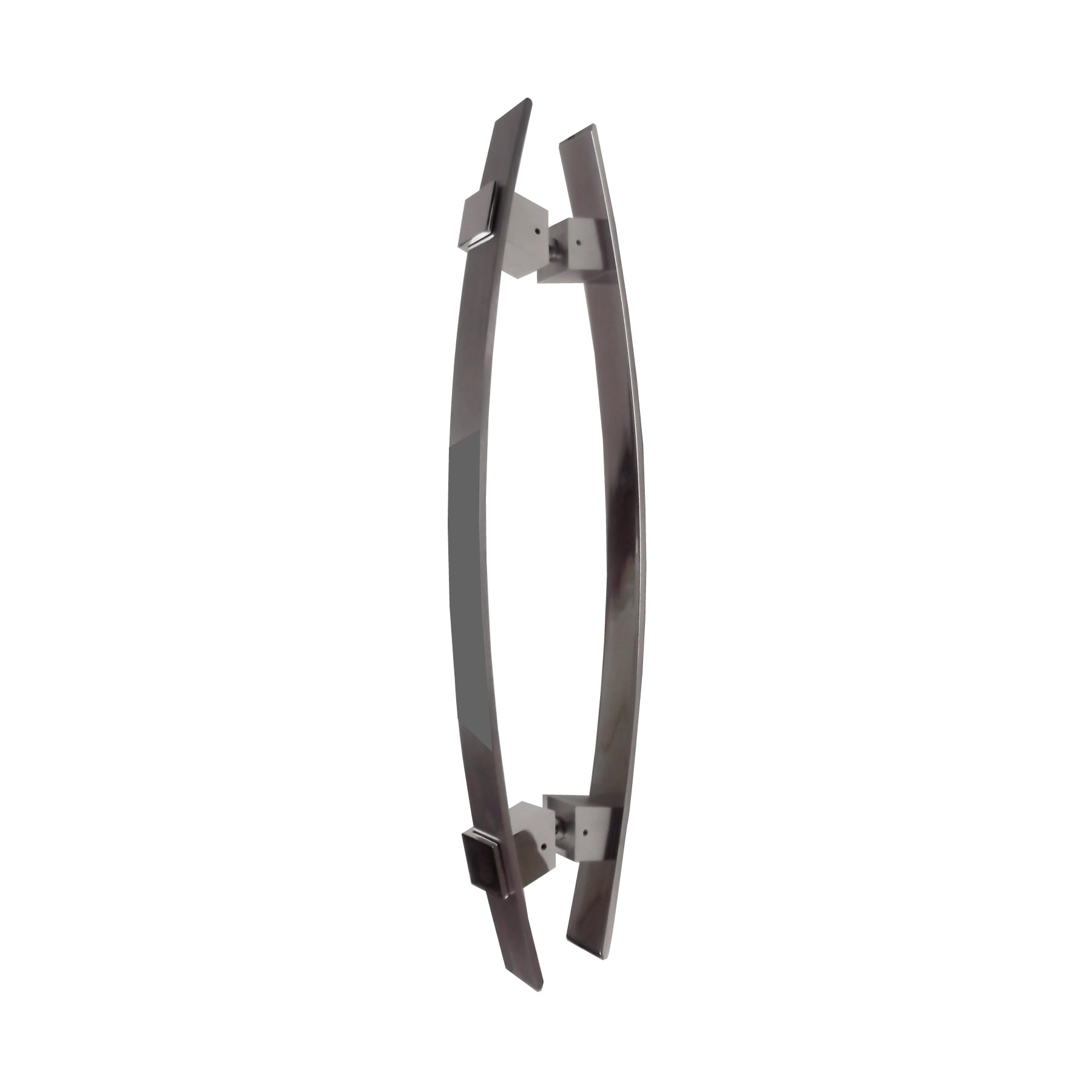 Puxador Para Porta de Madeira, Vidro e Metal Barra Curva 100cm Alumínio Polido